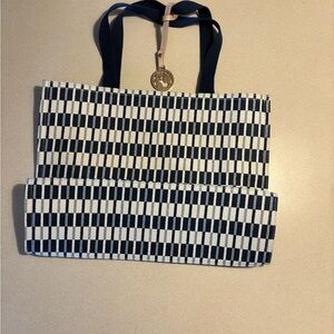 Spartina 449 Navy and Cream Checkered Tote NWOYV